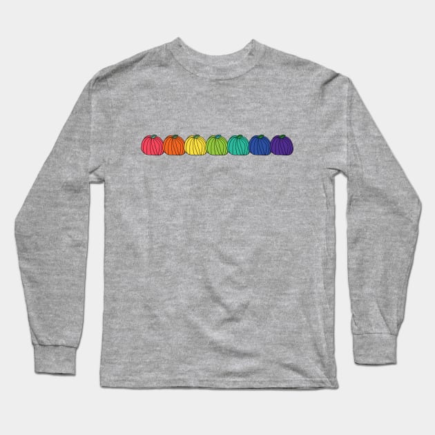 Rainbow Colored Pumpkin Row Long Sleeve T-Shirt by ellenhenryart